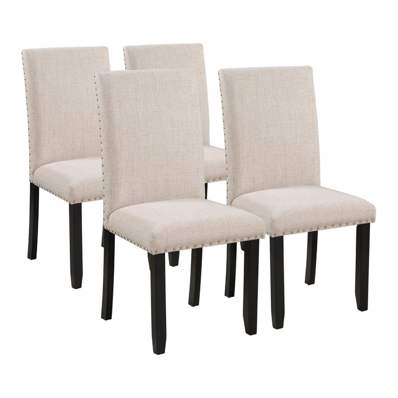 Faux Marble 5-Piece Dining Set Table with 4 Thicken Cushion Dining Chairs Home Furniture, White/Beige+Black - Urban Living Furniture (Los Angeles, CA)