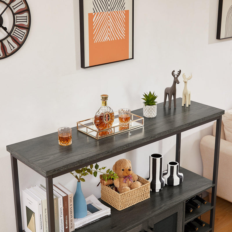 Wine shelf table,Modern wine bar cabinet, console table, bar table, TV cabinet, sideboard withStorage compartment, can be used in living room, dining room, kitchen, entryway, hallway.Dark Grey. - Urban Living Furniture (Los Angeles, CA)