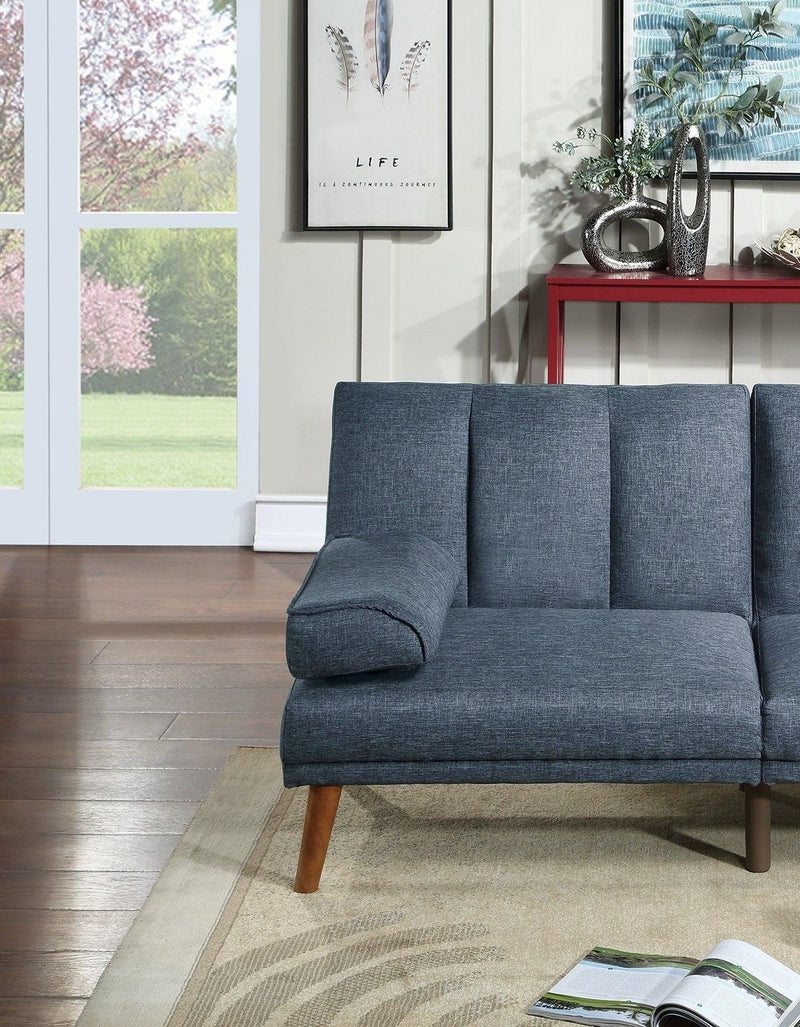 Navy Polyfiber Adjustable Sofa Living Room Furniture Solid wood Legs Plush Couch - Urban Living Furniture (Los Angeles, CA)