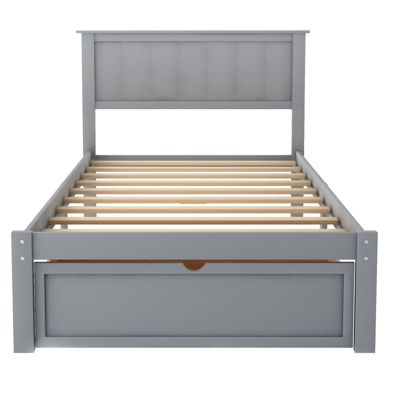 Twin Size Platform Bed with Under-bed Drawer, Gray - Urban Living Furniture (Los Angeles, CA)