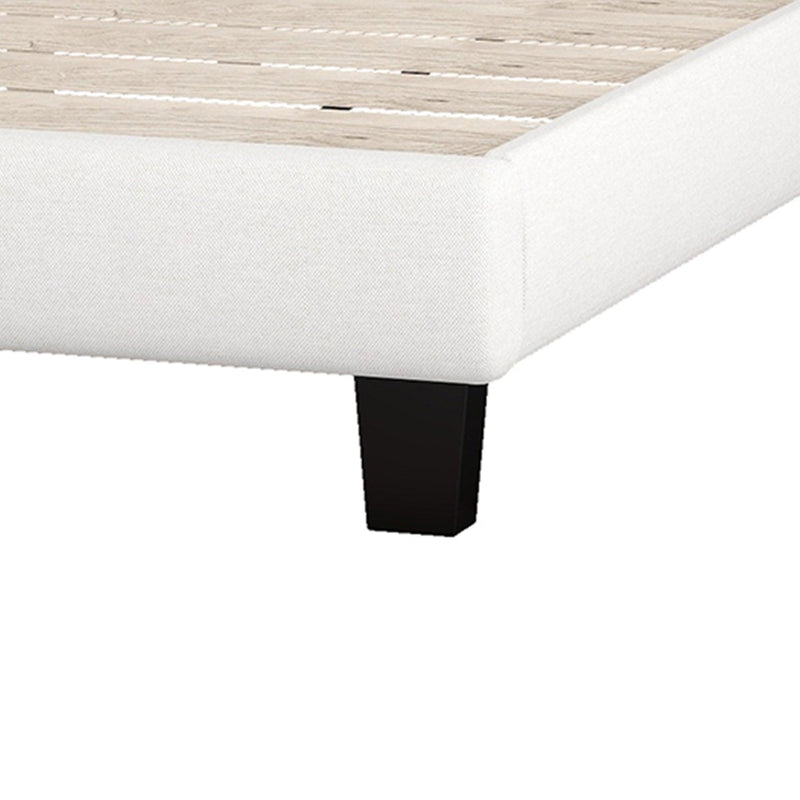 Upholstered Platform Bed with Saddle Curved Headboard and Diamond Tufted Details, Queen, Beige - Urban Living Furniture (Los Angeles, CA)