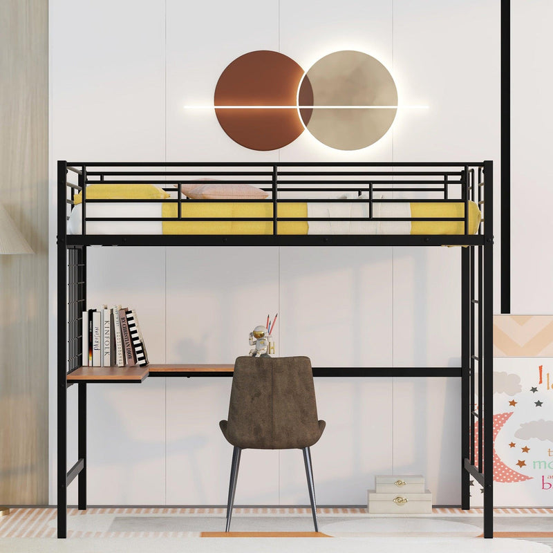 Twin Metal Loft Bed with Desk and Metal Grid,Black - Urban Living Furniture (Los Angeles, CA)