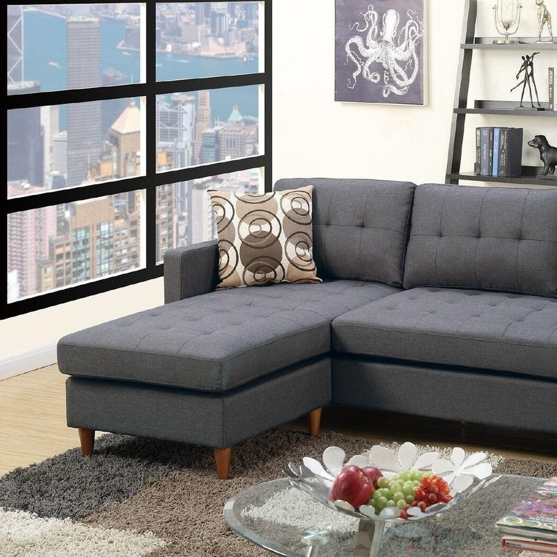 Blue Grey Polyfiber Sectional Sofa Living Room Furniture Reversible Chaise Couch Pillows Tufted Back Modular Sectionals - Urban Living Furniture (Los Angeles, CA)