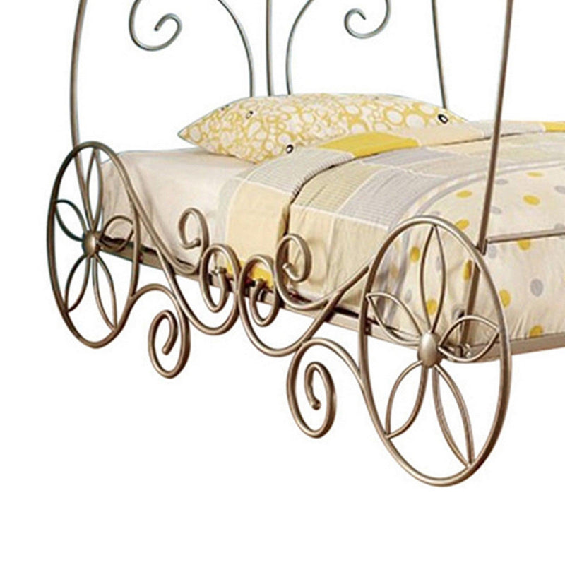Princess Full Size Bed In Metallic frame, Champagne Gold