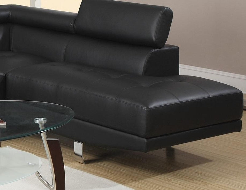 Black Color Sectional Living Room Furniture Faux Leather Adjustable Headrest Right Facing Chaise & Left Facing Sofa - Urban Living Furniture (Los Angeles, CA)