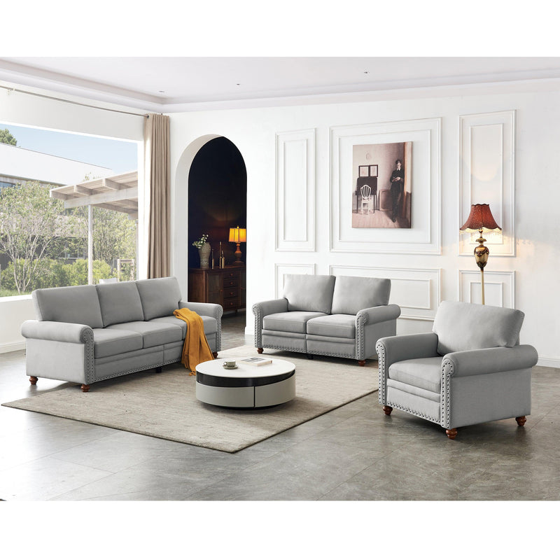 Linen Fabric Upholstery withStorage Sofa 1+2+3 Sectional (Grey) - Urban Living Furniture (Los Angeles, CA)