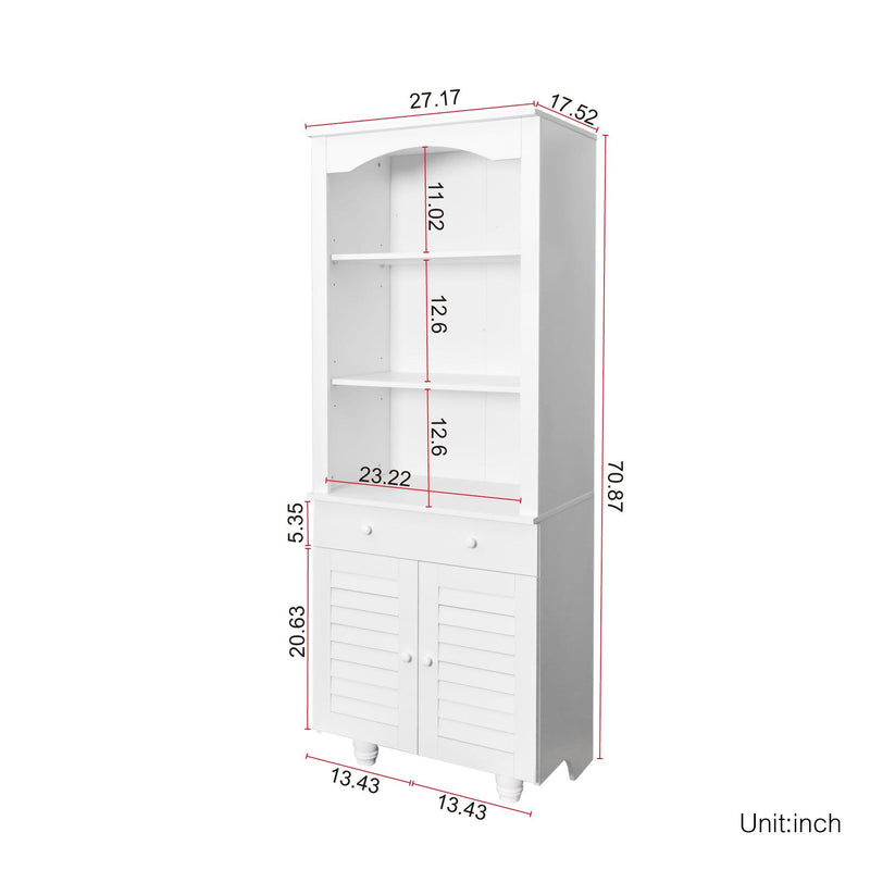 Freestanding Rustic Kitchen Buffet with Hutch, PantryStorage Cabinet, Adjustable Shelf - Urban Living Furniture (Los Angeles, CA)