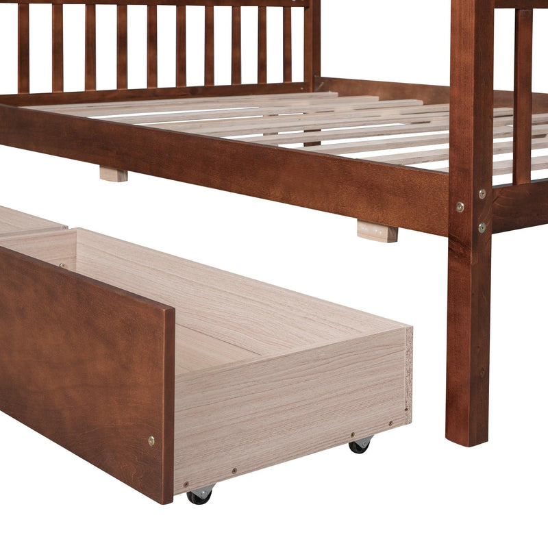 Full Size Wooden House Bed with Drawers, Walnut - Urban Living Furniture (Los Angeles, CA)