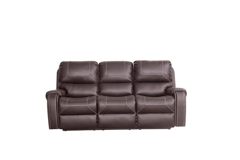 Faux Leather Reclining Sofa Couch Set 1+2+3 for Living Room Brown