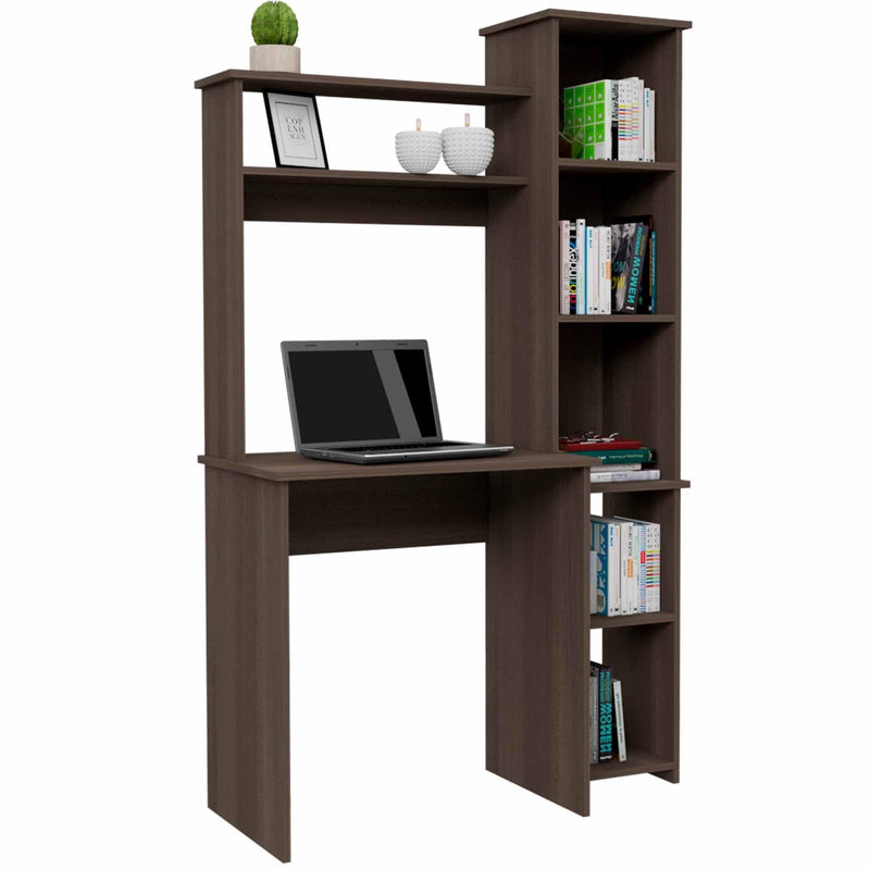 Marston 6-Shelf Writing Desk with Built-in Bookcase Smokey Oak - Urban Living Furniture (Los Angeles, CA)