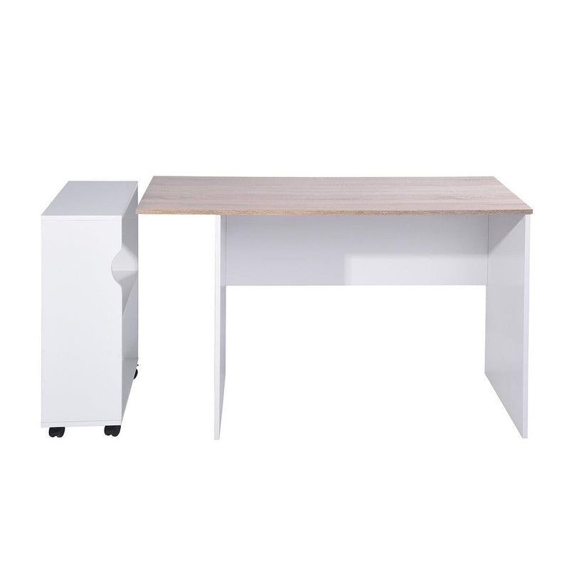 47.4" L Computer Desk with movable bookcase, oak & white - Urban Living Furniture (Los Angeles, CA)