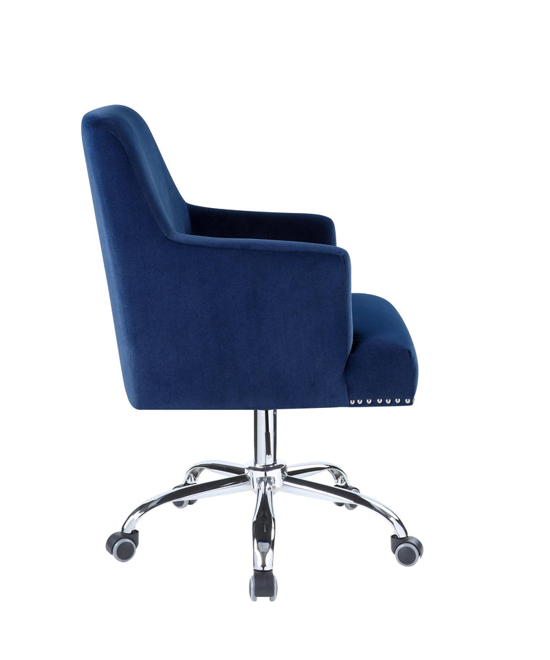 ACME Trenerry Office Chair in Blue Velvet & Chrome Finish OF00117
