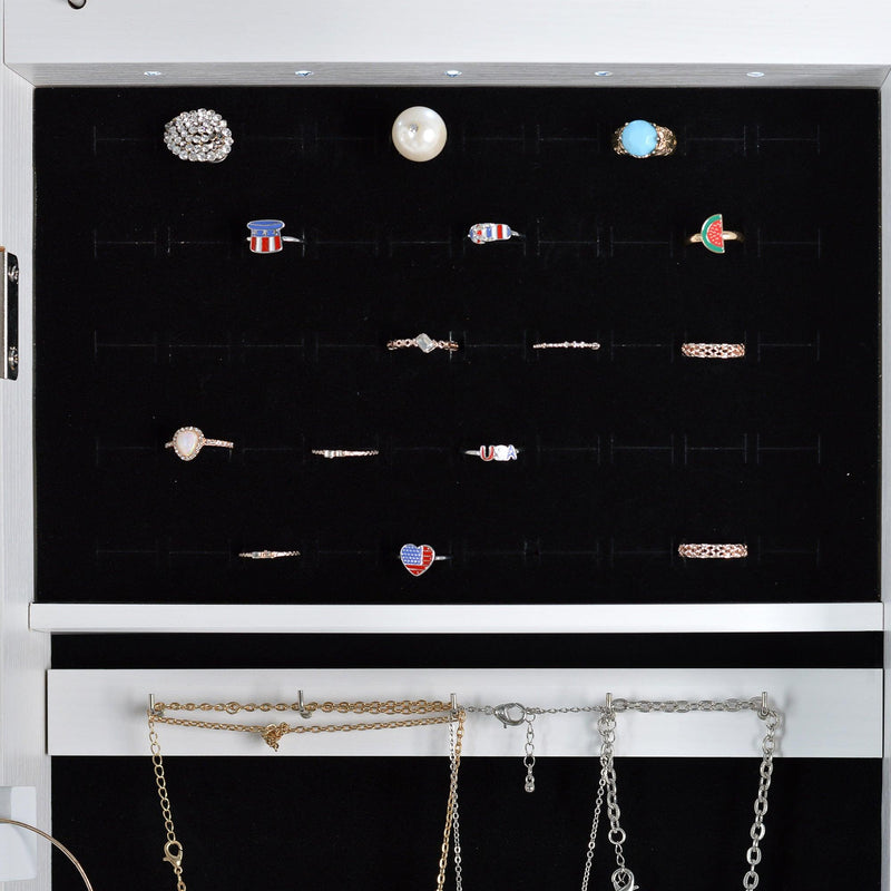 Full Mirror Fashion Simple JewelryStorage Cabinet  With Led Light  Can Be Hung On The Door Or Wall