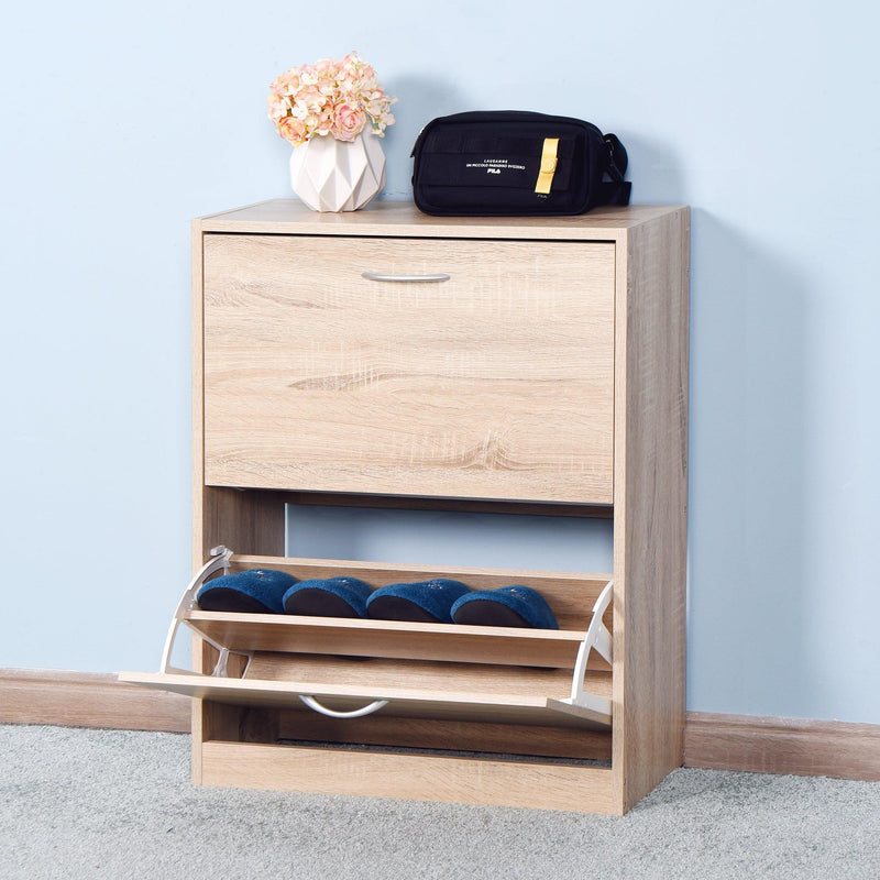 WoodenShoe Cabinet for Entryway, WhiteShoeStorage Cabinet with 2 Flip Doors 20.94x9.45x43.11 inch - Urban Living Furniture (Los Angeles, CA)