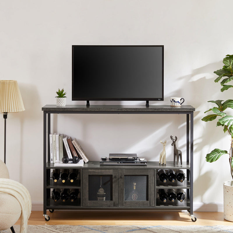 Wine shelf table,Modern wine bar cabinet, console table, bar table, TV cabinet, sideboard withStorage compartment, can be used in living room, dining room, kitchen, entryway, hallway.Dark Grey. - Urban Living Furniture (Los Angeles, CA)