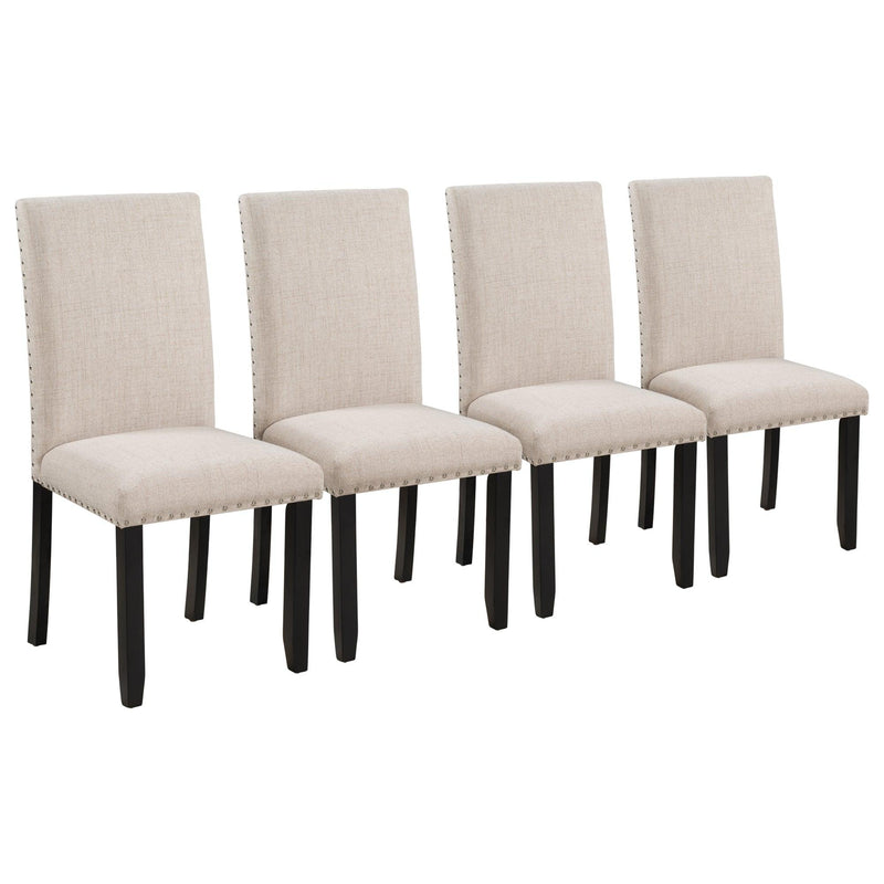 Faux Marble 5-Piece Dining Set Table with 4 Thicken Cushion Dining Chairs Home Furniture, White/Beige+Black - Urban Living Furniture (Los Angeles, CA)