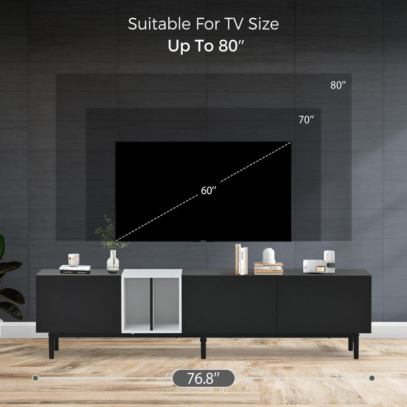 Modern TV Stand for 80’’ TV with 3 Doors, Media Console Table, Entertainment Center with LargeStorage Cabinet for Living Room, Bedroom - Urban Living Furniture (Los Angeles, CA)