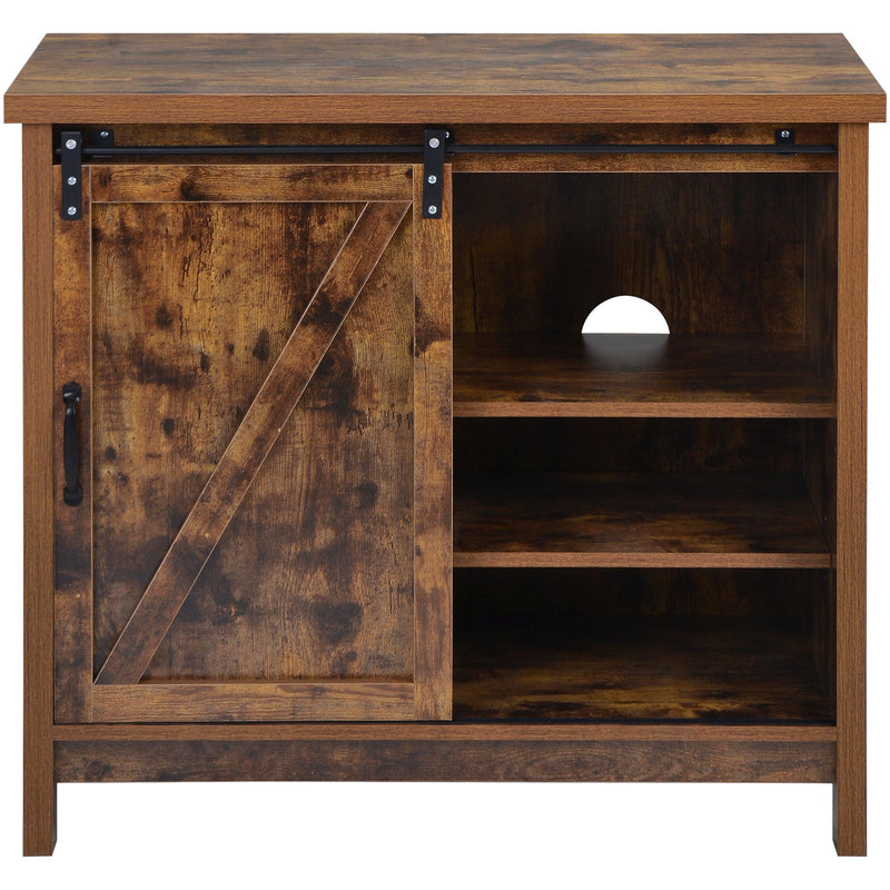 Locker&TV Stand，Barn doorModern &farmhousewood entertainment center, Console for Media,removable door panel & living room with for tvs up to 32'',BARNWOOD/BLACK - Urban Living Furniture (Los Angeles, CA)