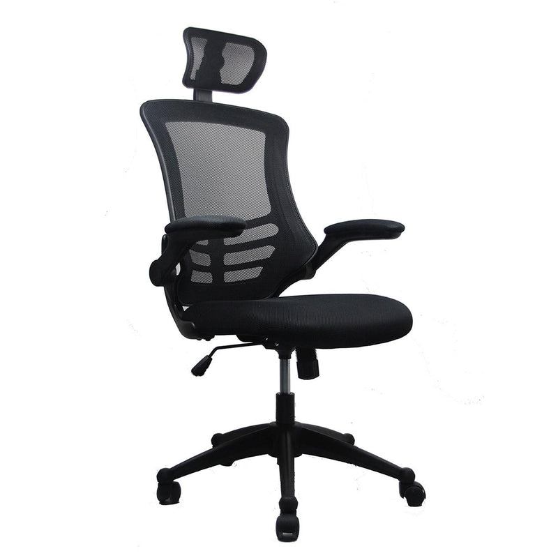 Techni MobiliModern High-Back Mesh Executive Office Chair with Headrest and Flip-Up Arms, Black - Urban Living Furniture (Los Angeles, CA)