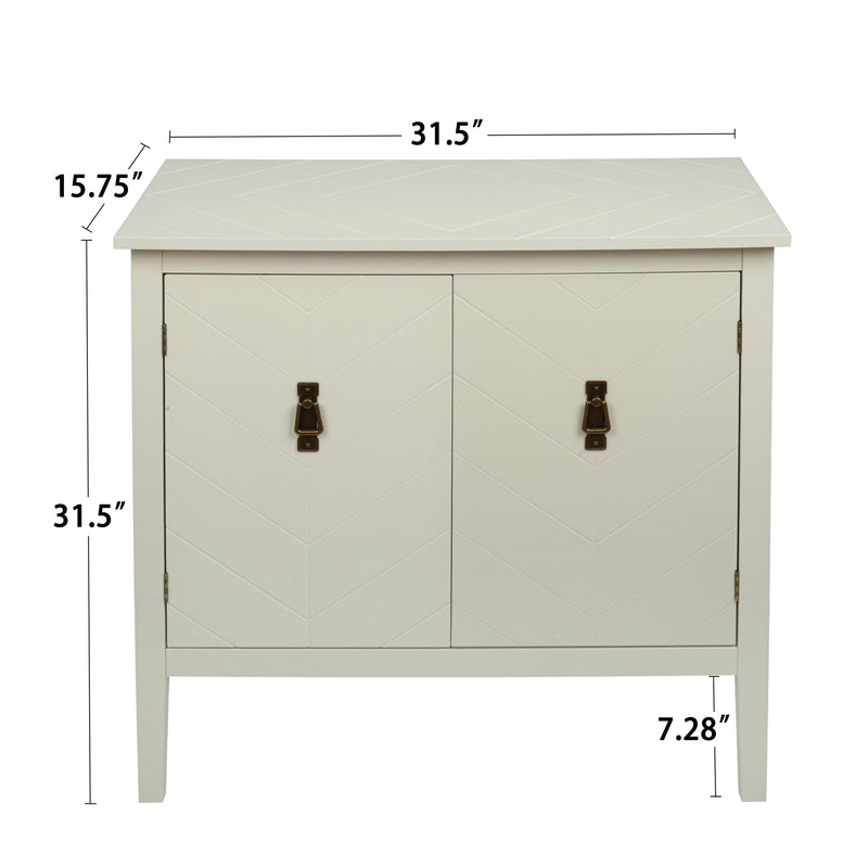 2 Door Wooden Cabinets, Off-white Wood Cabinet Vintage  Style Sideboard for Living Room Dining Room Office - Urban Living Furniture (Los Angeles, CA)