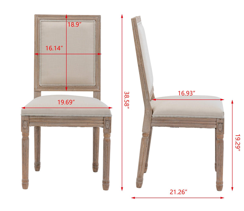 French Style Solid Wood Frame Linen Fabric Antique Painting Dining Chair ,Seat of 2,Cream - Urban Living Furniture (Los Angeles, CA)