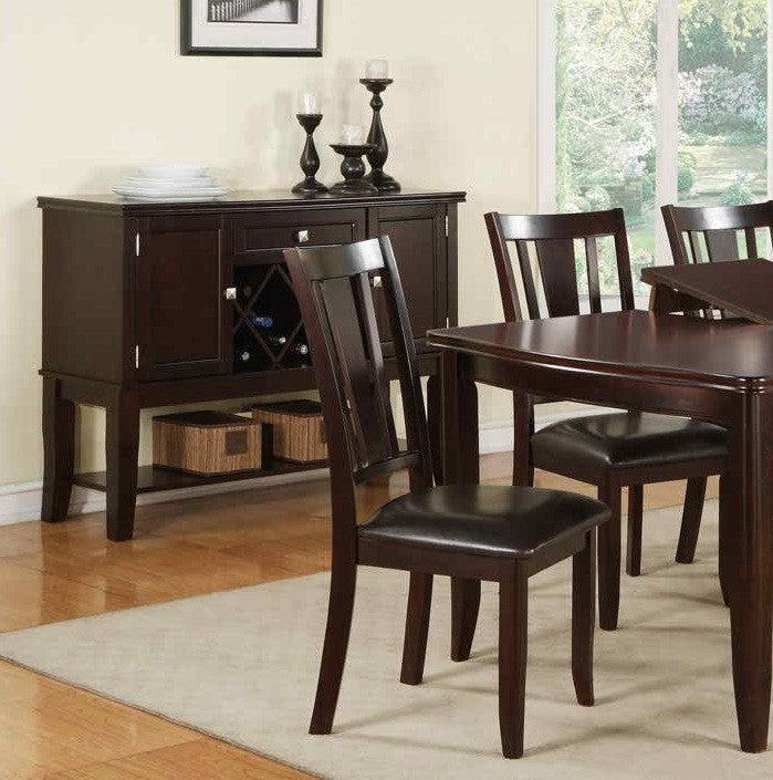 Simple Contemporary Set of 2 Side Chairs Brown Finish Dining Seating Cushion Chair Unique Design Kitchen Dining Room Faux Leather Seat - Urban Living Furniture (Los Angeles, CA)