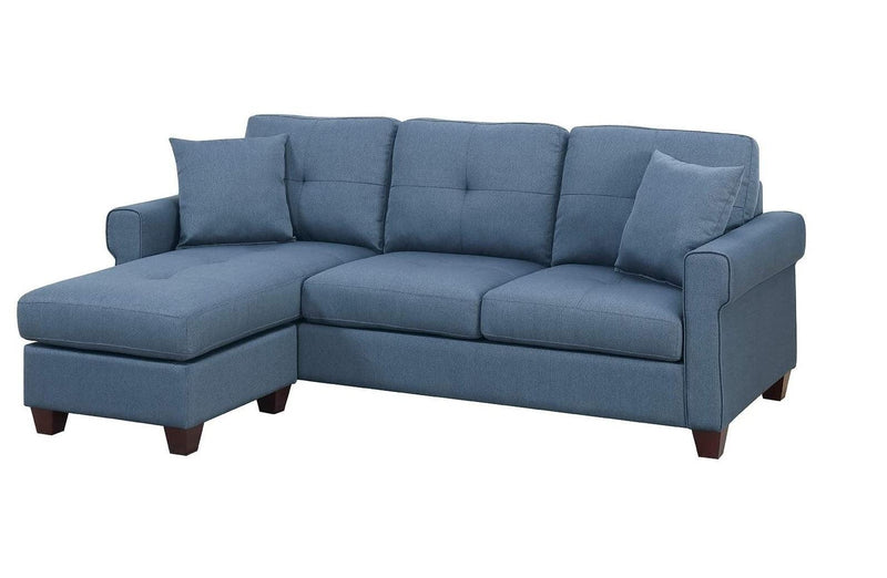 Blue Color Glossy Polyfiber Tufted Cushion Couch Sectional Sofa Chaise Living Room Furniture Reversible Sectionals Chaise - Urban Living Furniture (Los Angeles, CA)