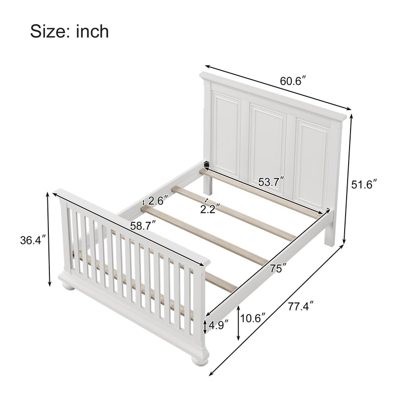 3 Pieces Nursery Sets Traditional Farmhouse Style Full Bed + Nightstand +Dresser,White - Urban Living Furniture (Los Angeles, CA)