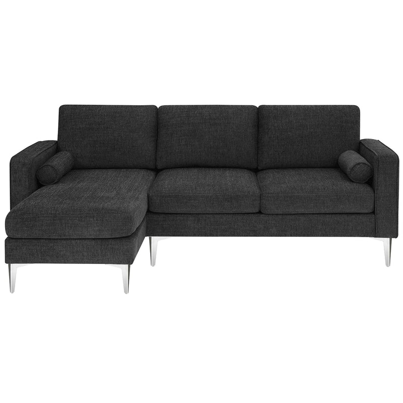 86" Convertible Sectional Sofa,Modern Chenille Fabric Sectional Sofa,  L-Shaped Couch 3-Seat Sofa Sectional with Reversible Chaise (2 Pillows)