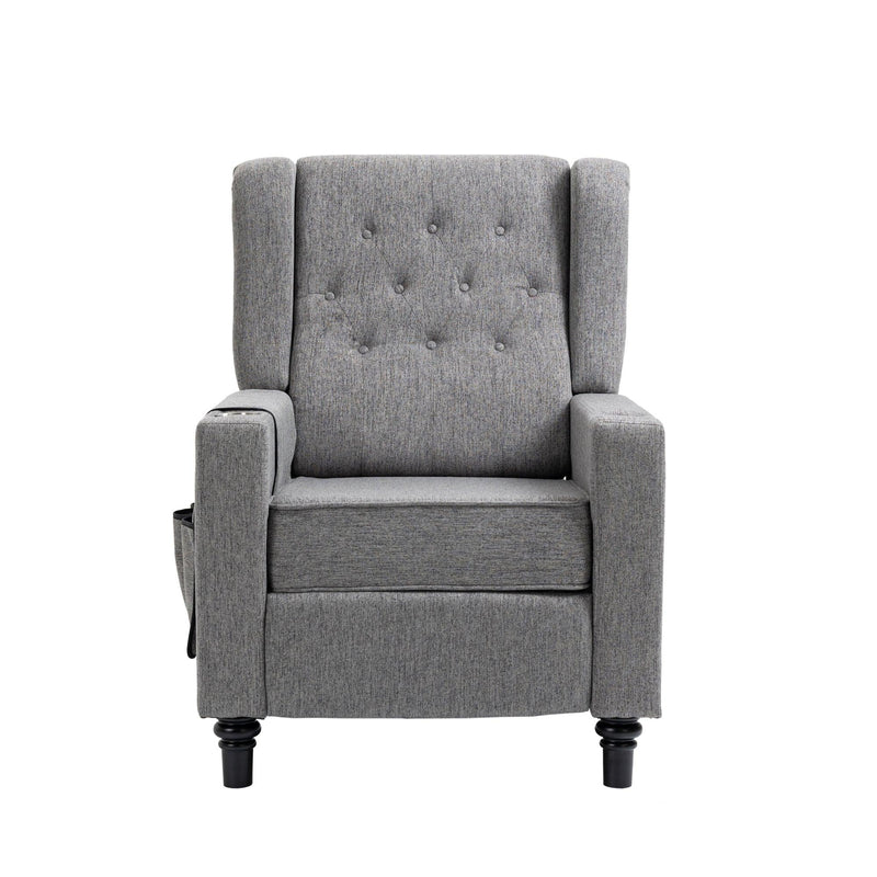 Arm Pushing Recliner Chair,Modern Button Tufted Wingback Push Back Recliner Chair, Living Room Chair Fabric Pushback Manual Single Reclining Sofa Home Theater Seating for Bedroom,Darkn Gray - Urban Living Furniture (Los Angeles, CA)