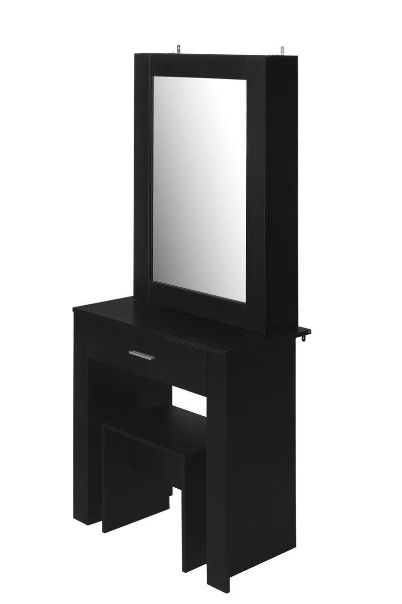 Vanity Desk with Mirror & Stool, Black Makeup Table withStorage Shelves & Drawer, Vanity Set for Girls Women - Urban Living Furniture (Los Angeles, CA)