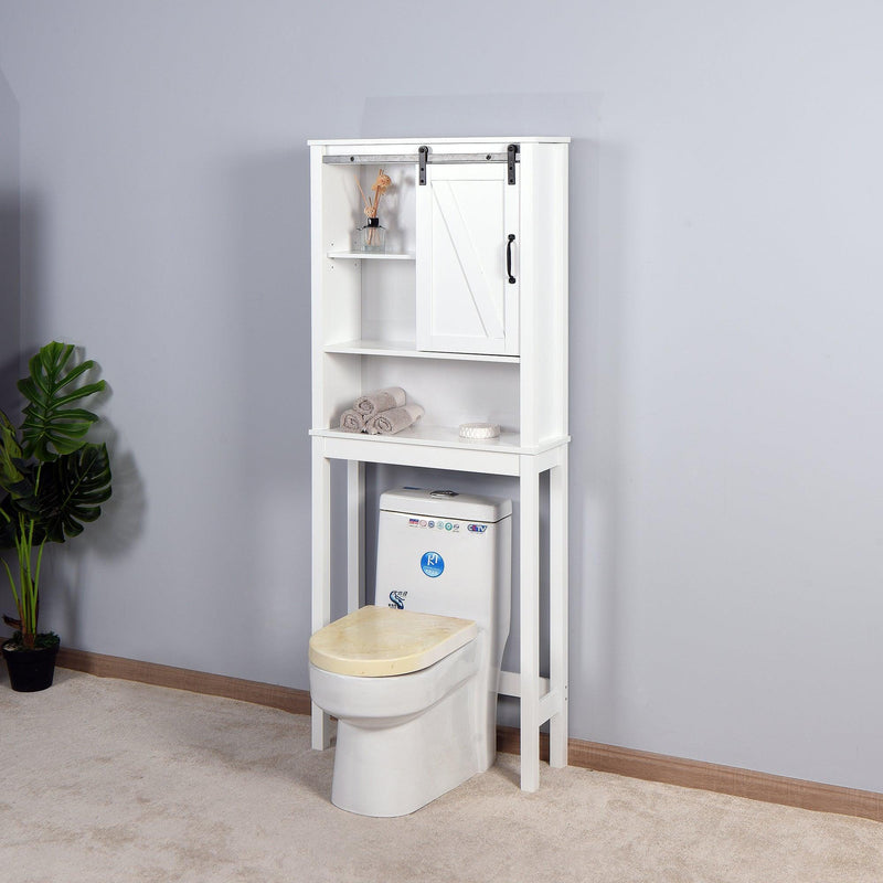 Over-the-ToiletStorage Cabinet, Space-Saving Bathroom Cabinet, with Adjustable Shelves and A Barn Door 27.16 x 9.06 x 67 inch - Urban Living Furniture (Los Angeles, CA)