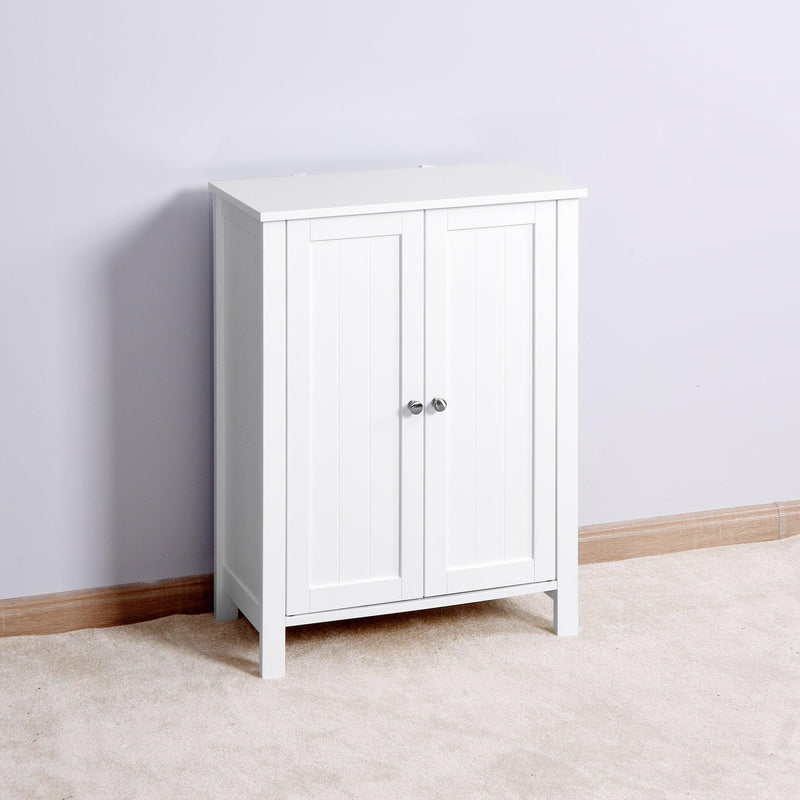 Bathroom FloorStorage Cabinet with Double Door Adjustable Shelf, White - Urban Living Furniture (Los Angeles, CA)