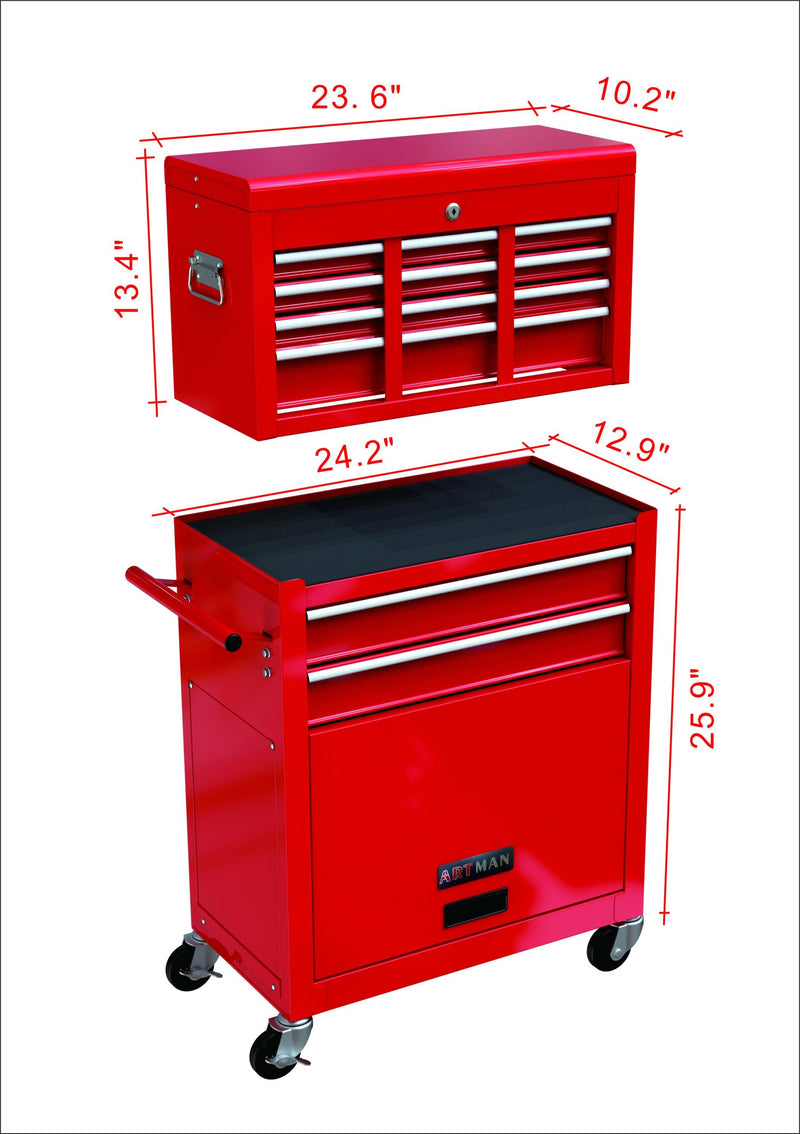 High Capacity Rolling Tool Chest with Wheels and Drawers, 8-Drawer ToolStorage Cabinet--RED - Urban Living Furniture (Los Angeles, CA)