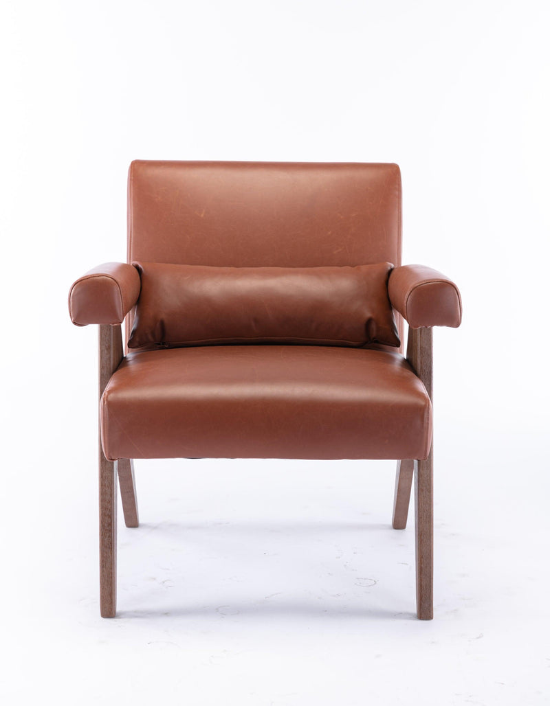 Accent chair, KD rubber wood legs with Walnut finish. PU leather cover the seat. With a cushion.Brown - Urban Living Furniture (Los Angeles, CA)