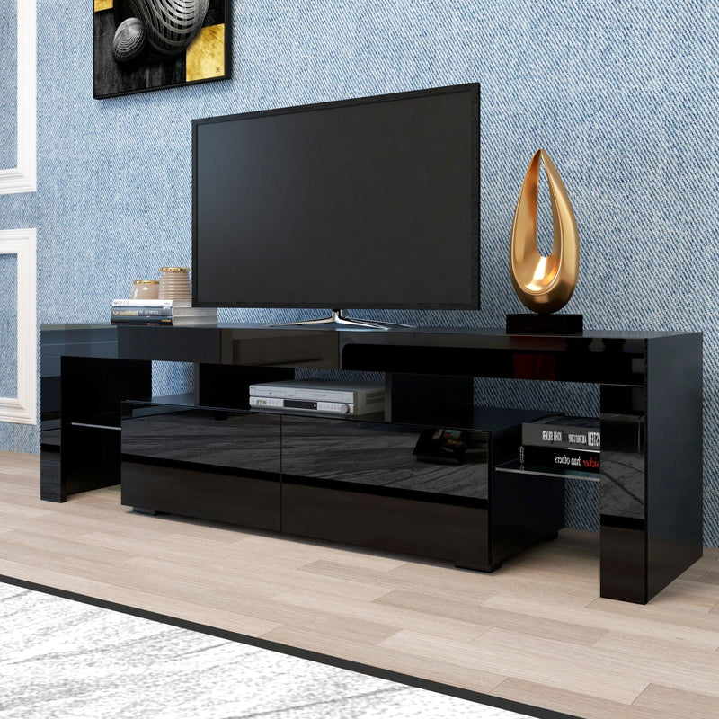 Modern Black TV Stand, 20 Colors LED TV Stand w/Remote Control Lights - Urban Living Furniture (Los Angeles, CA)