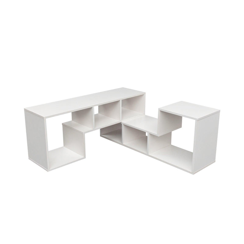 Double L-Shaped TV Stand，Display Shelf ，Bookcase for Home Furniture,White - Urban Living Furniture (Los Angeles, CA)