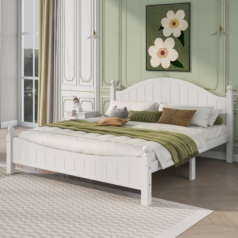 Traditional Concise Style White Solid Wood Platform Bed, No Need Box Spring, King - Urban Living Furniture (Los Angeles, CA)