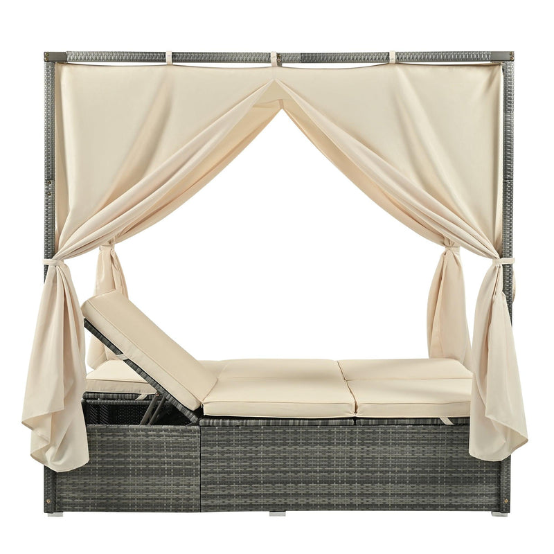 Adjustable Sun Bed With Curtain,High Comfort，With 3 Colors - Urban Living Furniture (Los Angeles, CA)