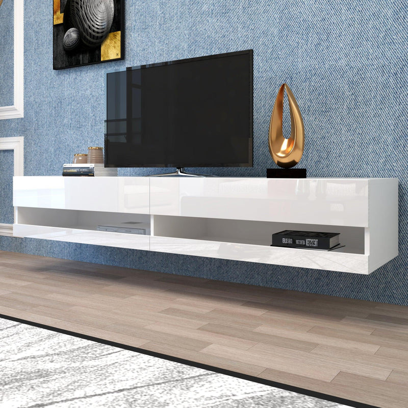 180 Wall Mounted Floating 80" TV Stand with 20 Color LEDs White - Urban Living Furniture (Los Angeles, CA)