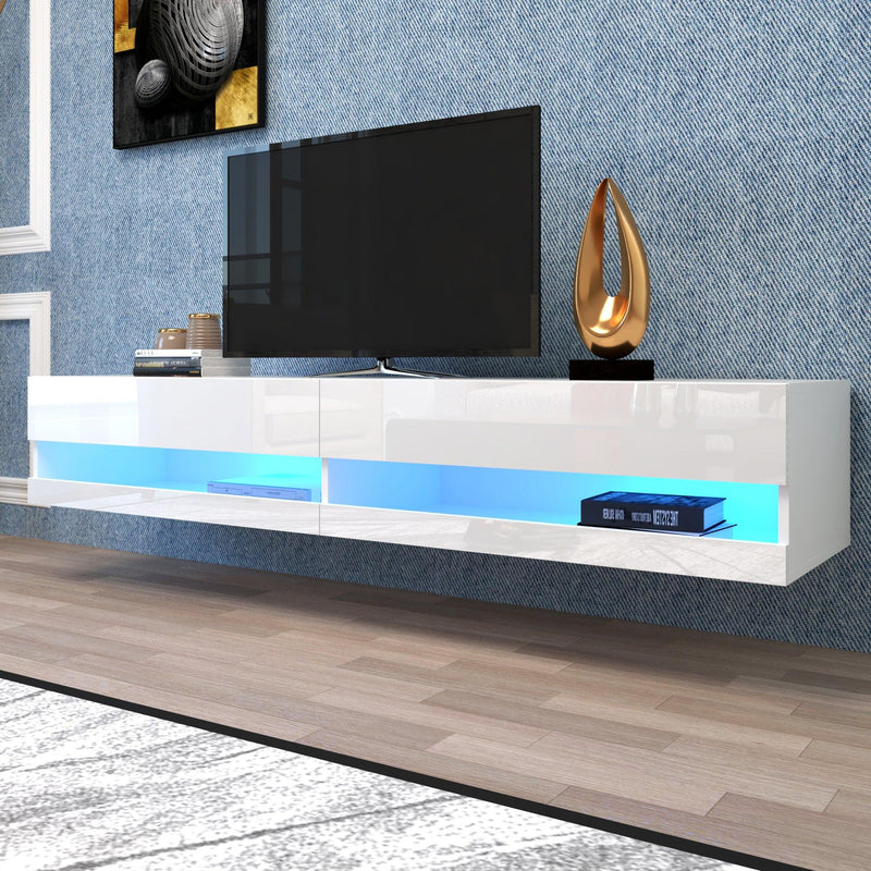 180 Wall Mounted Floating 80" TV Stand with 20 Color LEDs White - Urban Living Furniture (Los Angeles, CA)