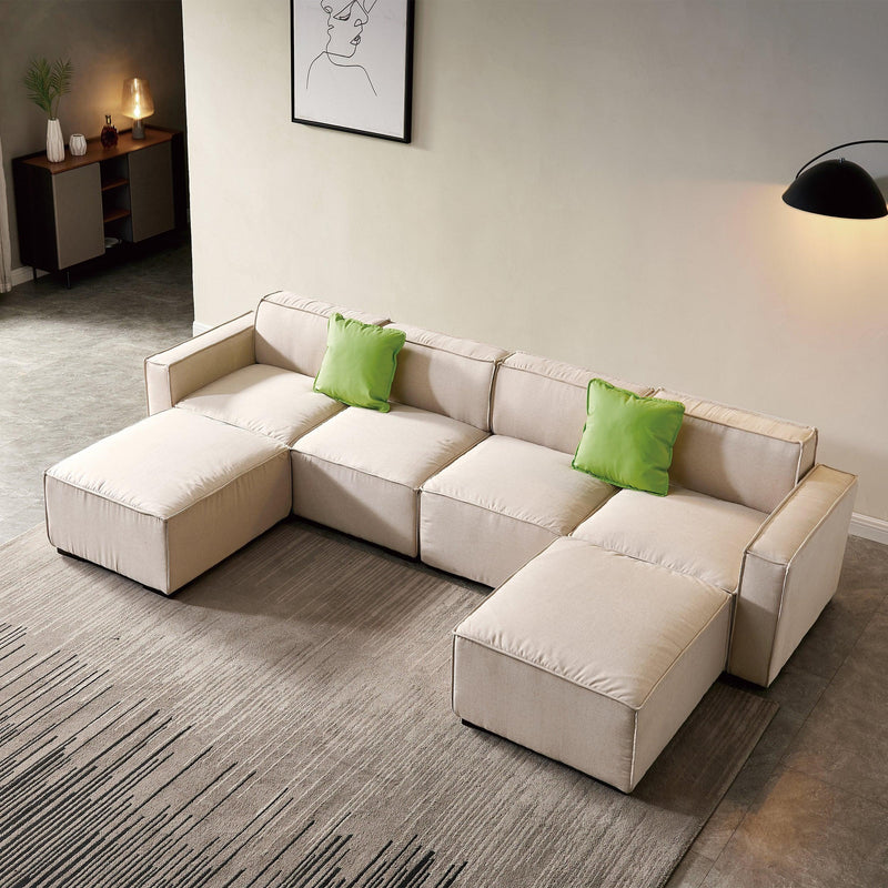 Modular U Shape Sectional Fabric Sofa (Beige) - Urban Living Furniture (Los Angeles, CA)