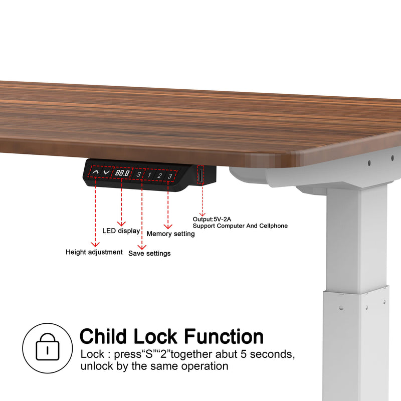 Electric Standing Desk  with Dual Motor Height Adjustable Sit Stand Desk Computer Workstation with USB Charge
"	
，Silver Grey - Urban Living Furniture (Los Angeles, CA)