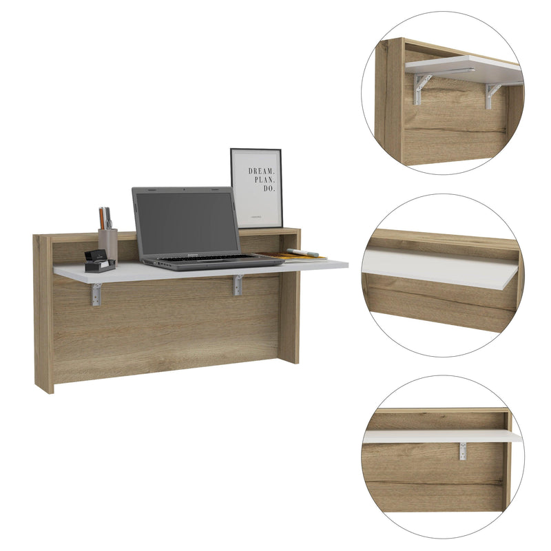 Collier Rectangle Floating Desk Light Oak and White - Urban Living Furniture (Los Angeles, CA)