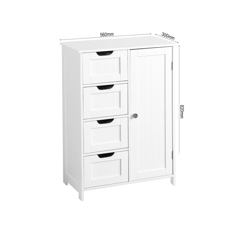 White BathroomStorage Cabinet, Floor Cabinet with Adjustable Shelf and Drawers - Urban Living Furniture (Los Angeles, CA)