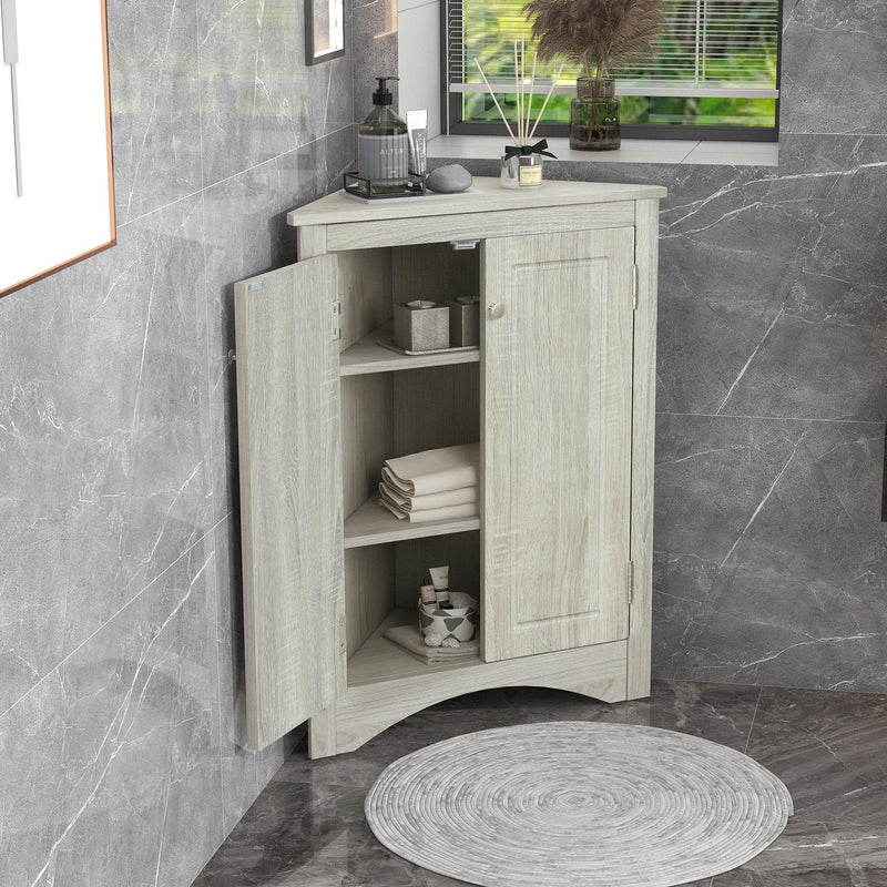 Oak Triangle BathroomStorage Cabinet with Adjustable Shelves, Freestanding Floor Cabinet for Home Kitchen - Urban Living Furniture (Los Angeles, CA)