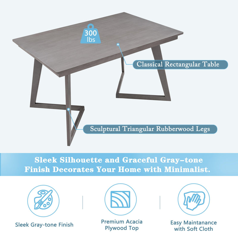 5-Piece Dining Set, Wood Rectangular Table with 4 Linen Fabric Chairs, Gray - Urban Living Furniture (Los Angeles, CA)