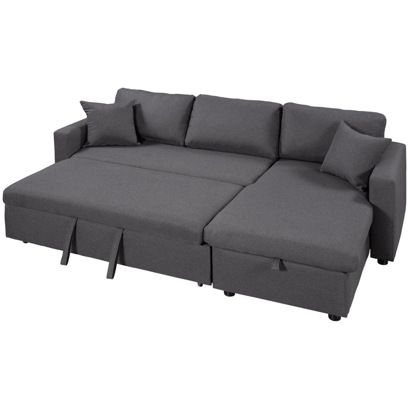 Upholstery  Sleeper Sectional Sofa Grey withStorage Space, 2 Tossing Cushions - Urban Living Furniture (Los Angeles, CA)