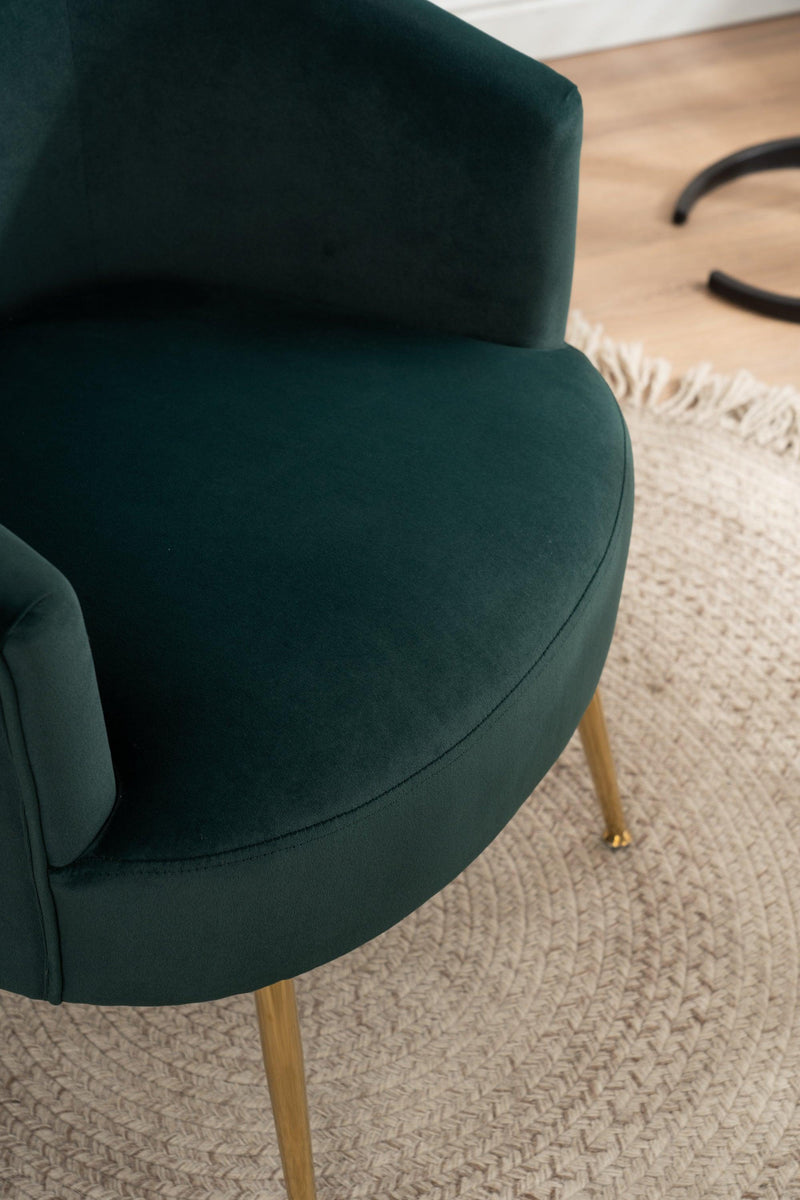 Velvet Accent Armchair Tub Barrel Chair With Gold Metal Legs,Dark Green - Urban Living Furniture (Los Angeles, CA)