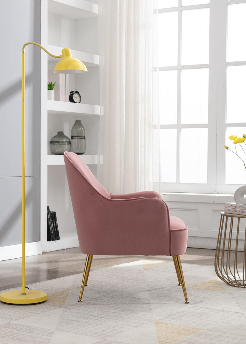 Modern Ergonomics Soft Velvet Fabric Material Accent Chair With Gold Legs And Adjustable Feet Screws For Indoor Home Living Room,Pink - Urban Living Furniture (Los Angeles, CA)